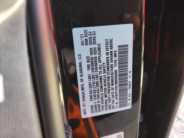 5FNYF7H51MB006908 - 2021 HONDA PASSPORT E 黑色 照片 10