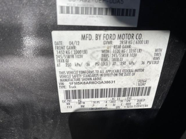 1FM5K8AR8DGA38631 - 2013 FORD EXPLORER P CHARCOAL photo 10
