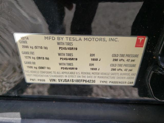 5YJSA1S18EFP64236 - 2014 TESLA MODEL S Սև լուսանկար 10