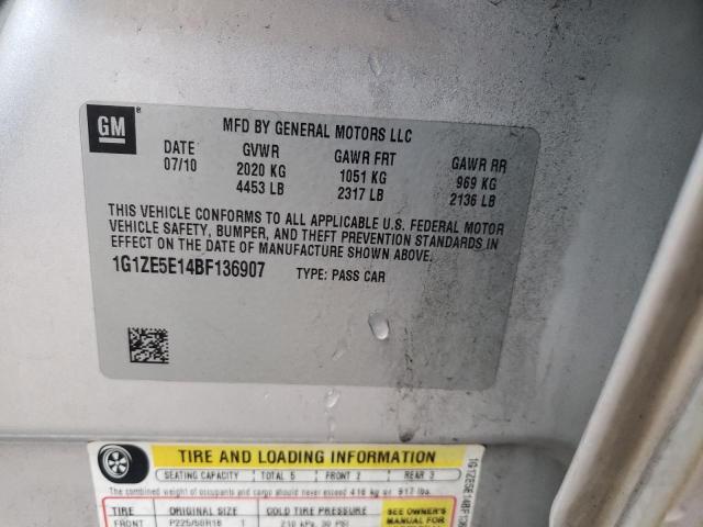 1G1ZE5E14BF136907 - 2011 CHEVROLET MALIBU LTZ ვერცხლისფერი ფოტო 10