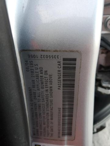 WVWAE63B65E033648 - 2005 VOLKSWAGEN PASSAT GLS SILVER photo 10