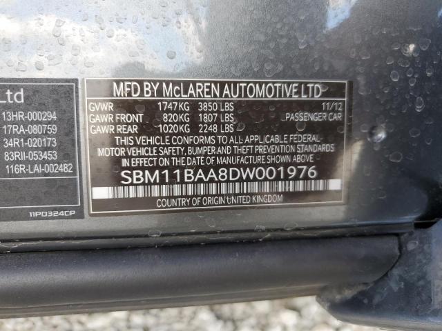 SBM11BAA8DW001976 - 2013 MCLAREN AUTOMOTIVE MP4-12C SP GRAY photo 10