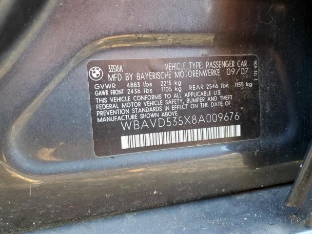 WBAVD535X8A009676 - 2008 BMW 335 XI GRAY photo 10