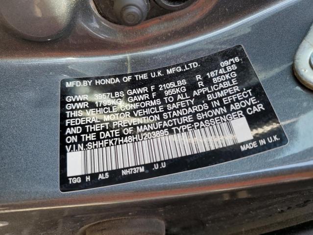 SHHFK7H48HU203895 - 2017 HONDA CIVIC SPOR 灰色 照片 10