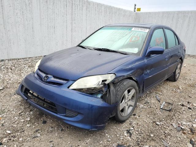 1HGES26765L014069 - 2005 HONDA CIVIC EX BLUE photo 2