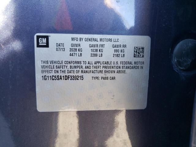 1G11C5SA1DF339215 - 2013 CHEVROLET MALIBU 1LT ლურჯი ფოტო 10