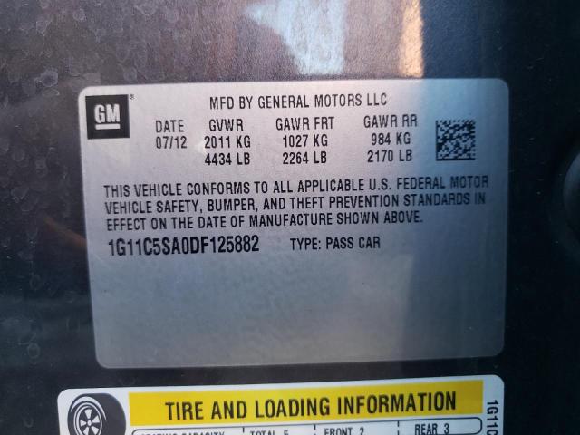 1G11C5SA0DF125882 - 2013 CHEVROLET MALIBU 1LT Grau Foto 12