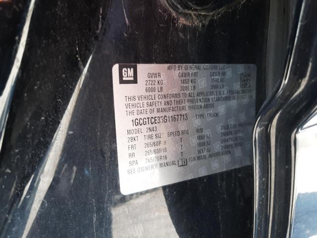 1GCGTCE35G1****** - 2016 CHEVROLET COLORADO L BLACK photo 10