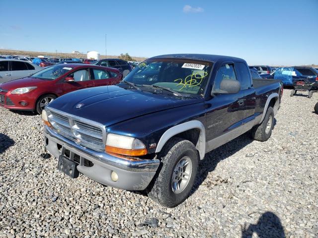 1B7GG22N1YS728344 - 2000 DODGE DAKOTA BLUE photo 2