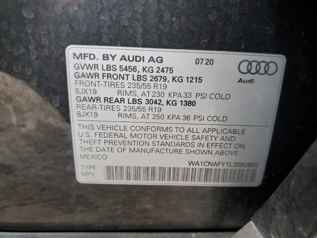 WA1CNAFY1L2092692 - 2020 AUDI Q5 PRESTIG GRAY photo 10