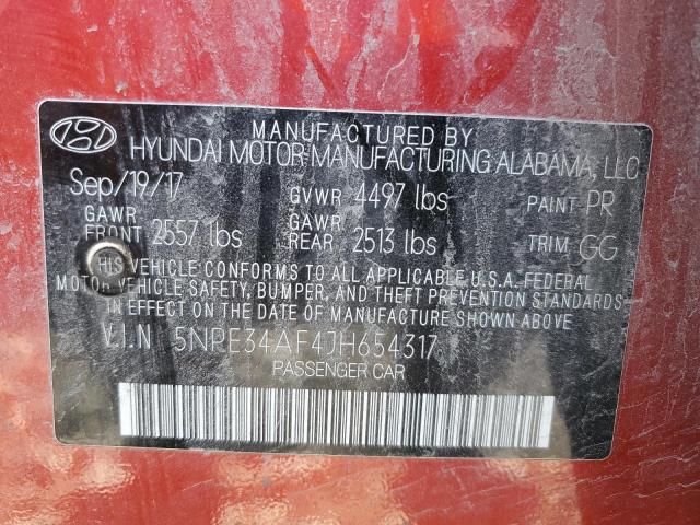 5NPE34AF4JH654317 - 2018 HYUNDAI SONATA SPO RED photo 10