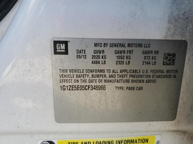 1G1ZE5E05CF348966 - 2012 CHEVROLET MALIBU LTZ თეთრი ფოტო 10