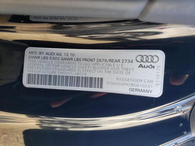 WAUVGAFH2BN010231 - 2011 AUDI S5 PRESTIG შავი ფოტო 10