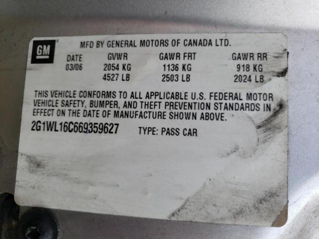 2G1WL16C669359627 - 2006 CHEVROLET MONTE CARL 银色 照片 10
