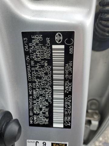 JTDKN3DP7D3040292 - 2013 TOYOTA PRIUS PLUG SILVER photo 10