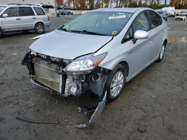 JTDKN3DP7D3040292 - 2013 TOYOTA PRIUS PLUG SILVER photo 2