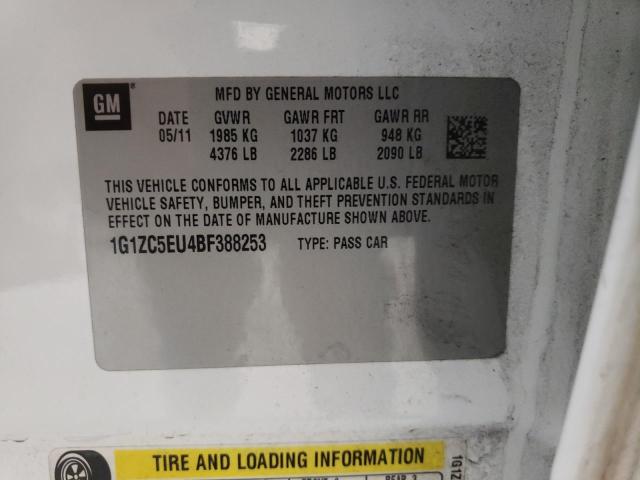 1G1ZC5EU4BF388253 - 2011 CHEVROLET MALIBU 1LT თეთრი ფოტო 10