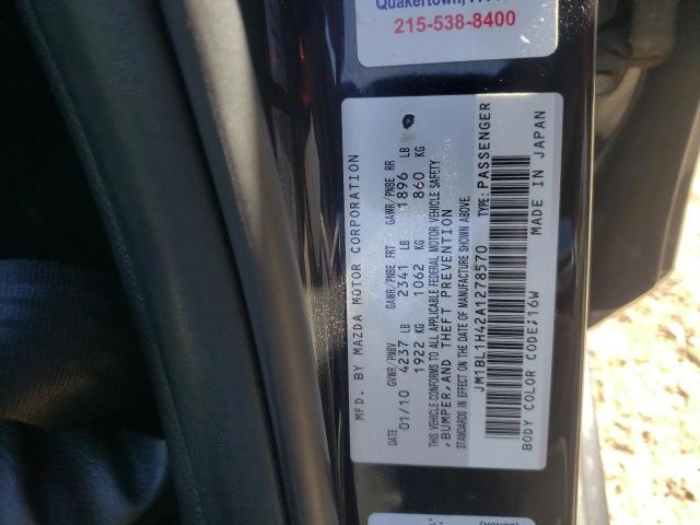 JM1BL1H42A1278570 - 2010 MAZDA SPEED 3 BLACK photo 10