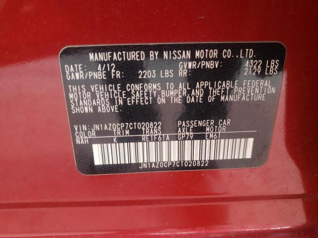 JN1AZ0CP7CT020822 - 2012 NISSAN LEAF SV RED photo 10