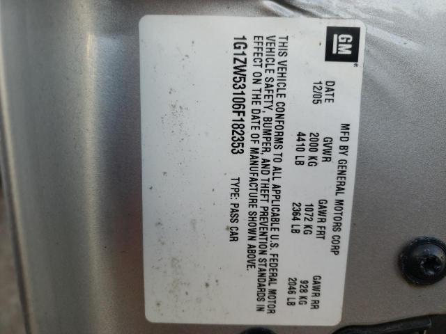 1G1ZW53106F182353 - 2006 CHEVROLET MALIBU SS Gümüş foto 10