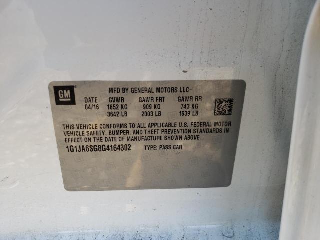 1G1JA6SG8G4164302 - 2016 CHEVROLET SONIC LS WHITE photo 10