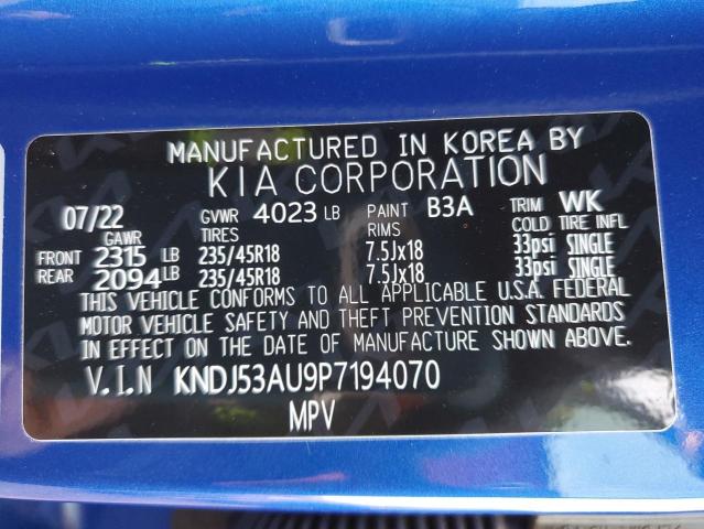 KNDJ53AU9P7194070 - 2023 KIA SOUL GT LI BLUE photo 10