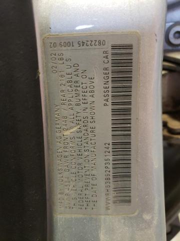 WVWRH63B92P351242 - 2002 VOLKSWAGEN PASSAT GLX Gümüş foto 10