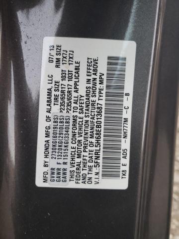 5FNRL5H68EB013687 - 2014 HONDA ODYSSEY EX GRAY photo 10