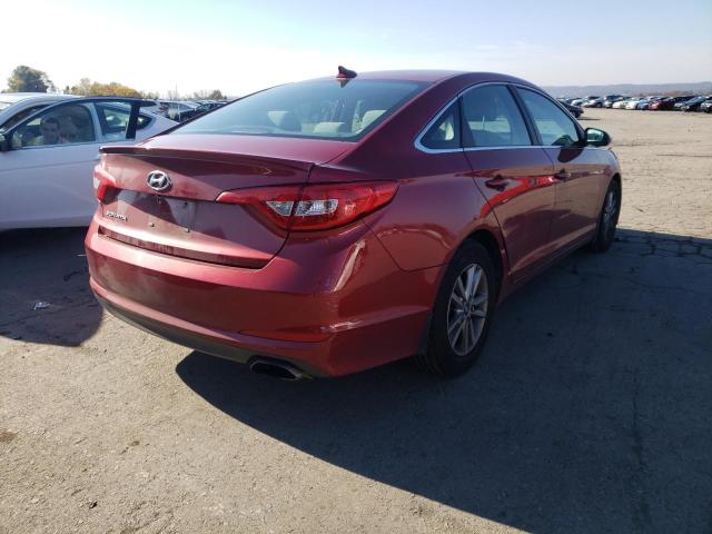 5NPE24AF8FH017960 - 2015 HYUNDAI SONATA SE RED photo 4