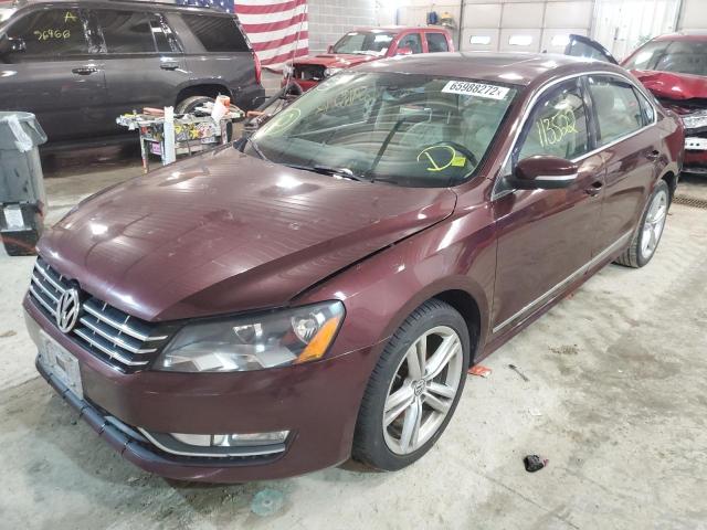 1VWCN7A32DC016234 - 2013 VOLKSWAGEN PASSAT SEL MAROON photo 2