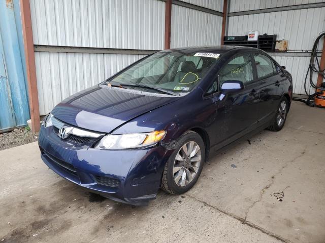 19XFA16909E007943 - 2009 HONDA CIVIC EXL Niebieski zdjęcie 2