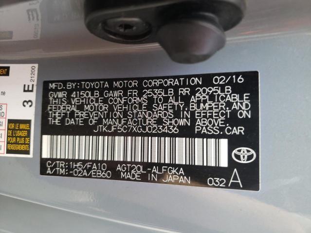 JTKJF5C7XGJ023436 - 2016 TOYOTA SCION TC 灰色 照片 10