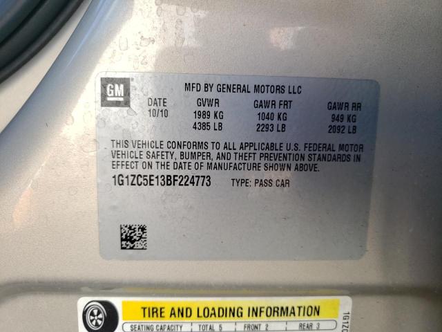 1G1ZC5E13BF224773 - 2011 CHEVROLET MALIBU 1LT 灰色 照片 10