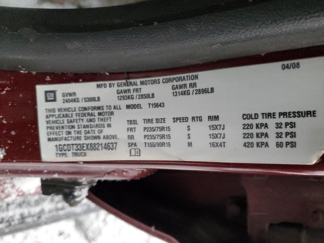 1GCDT33EX88214637 - 2008 CHEVROLET COLORADO L MAROON photo 13