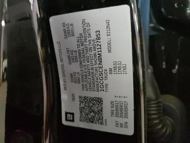 1GCGSCEN8M1127853 - 2021 CHEVROLET COLORADO L BLACK photo 10