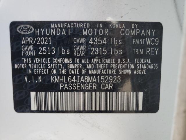 KMHL64JA8MA152923 - 2021 HYUNDAI SONATA SEL WHITE photo 13