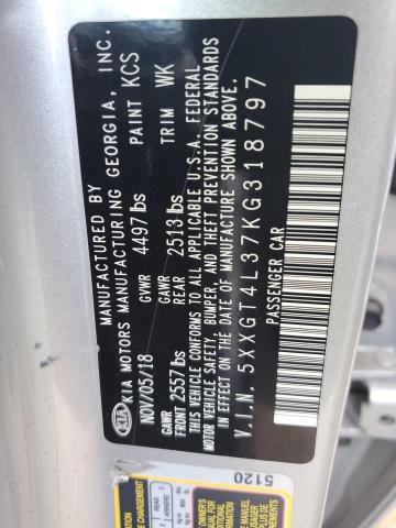 5XXGT4L37KG318797 - 2019 KIA OPTIMA LX 银色 照片 10