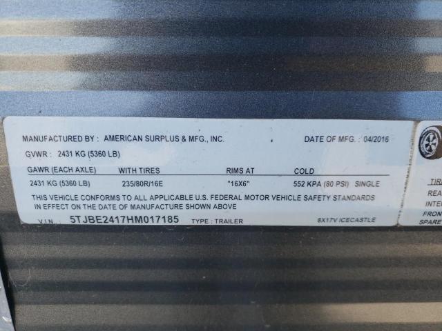 5TJBE2417HM017185 - 2017 AMERICAN MOTORS TRAILER CHARCOAL photo 10