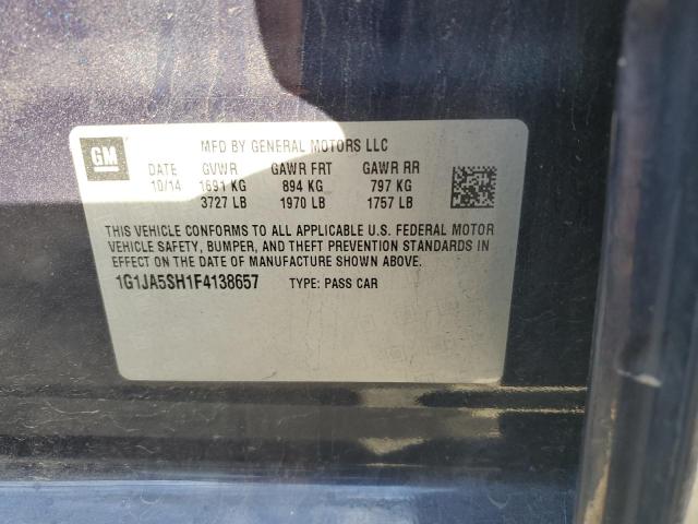 1G1JA5SH1F4138657 - 2015 CHEVROLET SONIC LS BLUE photo 10