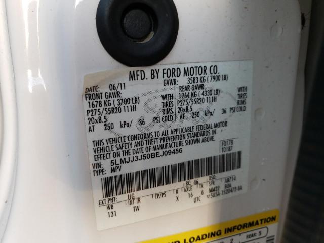 5LMJJ3J50BEJ09456 - 2011 LINCOLN NAVIGATOR WHITE photo 10