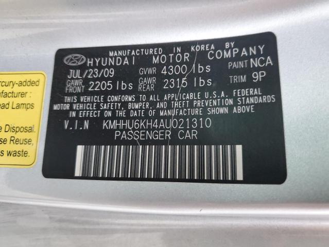 KMHHU6KH4AU021310 - 2010 HYUNDAI GENESIS CO SILVER photo 10