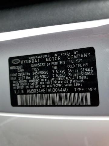 KM8R34HE1MU304440 - 2021 HYUNDAI PALISADE S WHITE photo 10