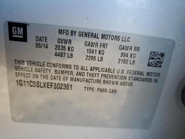 1G11C5SLXEF302361 - 2014 CHEVROLET MALIBU 1LT 银色 照片 10