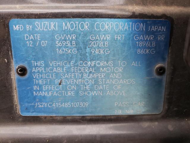 JS2YC415485107309 - 2008 SUZUKI SX4 CONVEN BLACK photo 13