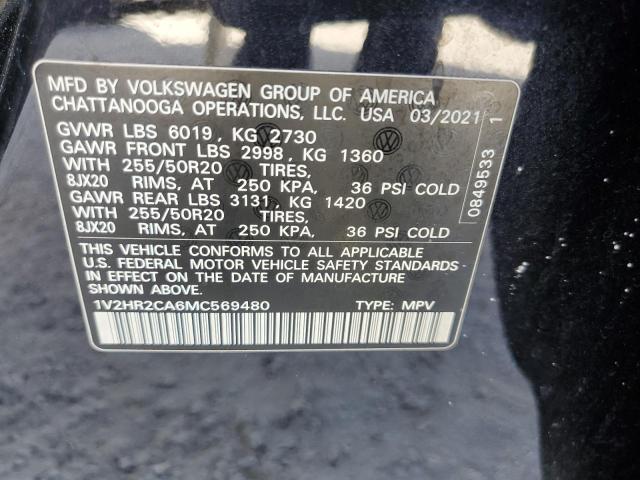 1V2HR2CA6MC569480 - 2021 VOLKSWAGEN ATLAS SE BLACK photo 13