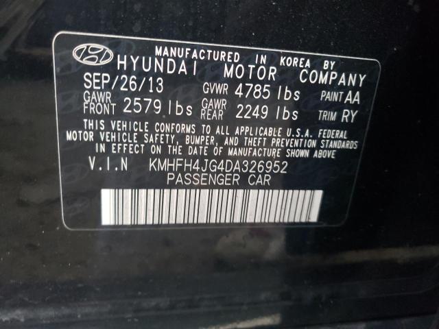 KMHFH4JG4DA326952 - 2013 HYUNDAI AZERA GLS BLACK photo 10