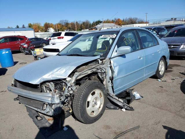 JHMES96675S017257 - 2005 HONDA CIVIC HYBR BLUE photo 2