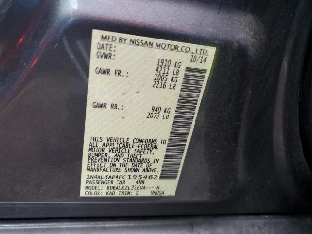 1N4AL3AP4FC195462 - 2015 NISSAN ALTIMA 2.5 GRAY photo 10