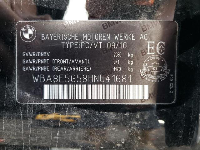 WBA8E5G58HNU41681 - 2017 BMW 320 XI BLACK photo 10