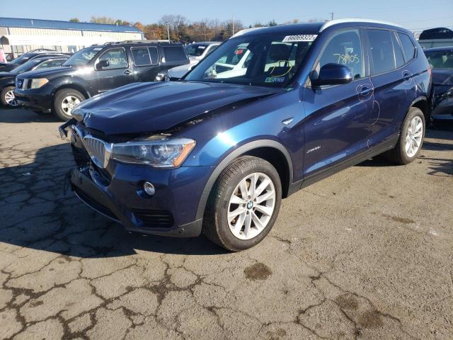 5UXWX9C37H0W70445 - 2017 BMW X3 XDRIVE2 BLUE photo 2